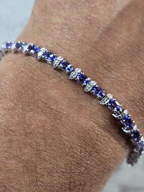 Womens Vintage Estate Sterling Silver Tanzanite Bracelet 10.1g E7288